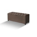 Ver imagem 2 de Recamier Baú Berlim Veludo Marrom Solteiro 80cm Estofado Pés PVC Preto