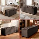 Ver imagem 3 de Recamier Baú Berlim Veludo Marrom Solteiro 80cm Estofado Pés PVC Preto