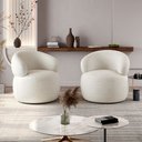 Ver imagem 1 de Kit 2 Poltronas Design Orgânico Moderno e Sofisticado Eloah Base Giratória Bouclé Italiano Off White