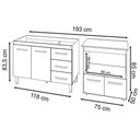 Ver imagem 2 de Balcão Armário Cozinha Gabinete de Pia 120 Cm Bruna e Balcão para Microondas e Forno Elétrico