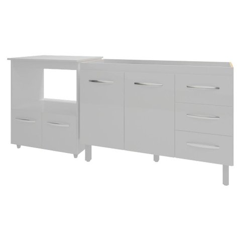 Balcão Armário Cozinha Gabinete de Pia 120 Cm Bruna e Balcão para Microondas e Forno Elétrico