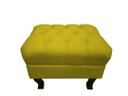 Ver imagem 3 de Kit 2 Poltronas Decorativa Julia + Puff Luis Xv Couro Amarelo Pés Madeira Mz Decor