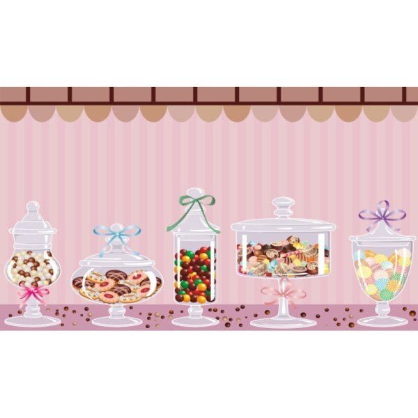 Painel De Tecido Sublimado Confeitaria Doces e Balas | MadeiraMadeira