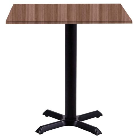 Mesa Ômega Ferro Preto 74 Cm (alt) Base em X Tampo Mdp Quadrado 80 Cm (larg) X 2,50 Cm (alt) Walnut