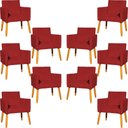 Ver imagem 1 de Kit 10 Poltronas Decorativa para Sala Nina Suede Cores Pé Palito 30cm Castanho - Bordô, Suede