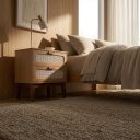 Ver imagem 2 de Kit Mesa de Cabeceira Santorini MDF Pés de Madeira Maciça 45cm Natural e com Gavetas Estilo Retro