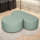 Ver imagem 2 de Kit Puff Redondo Lola e Puff Recamier Orgânico Orbit W01 Linho Verde Menta - Lyam Decor