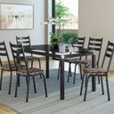 Ver imagem 1 de Conjunto Mesa Malva 140x80cm com 6 Cadeiras New Preto/Palha