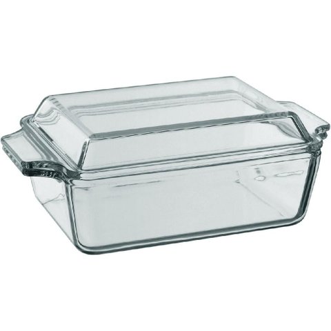 Assadeira Travessa Retangular Home&co com Tampa Vidro Temperado 1l 9x23x14cm Transparente