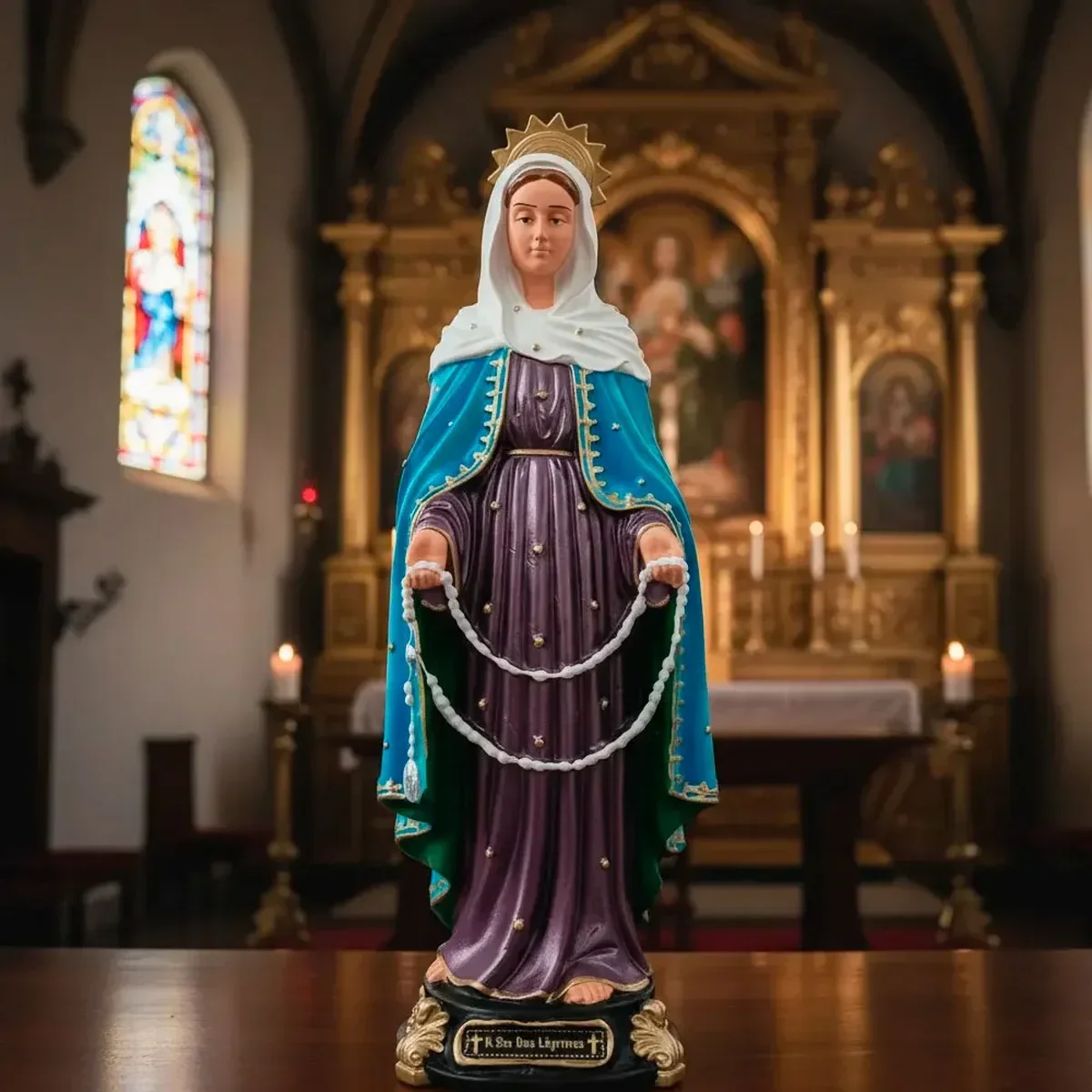 Ver imagem 2 de Imagem de Nossa Senhora Das Lágrimas de Borracha Inquebrável - 40 cm
