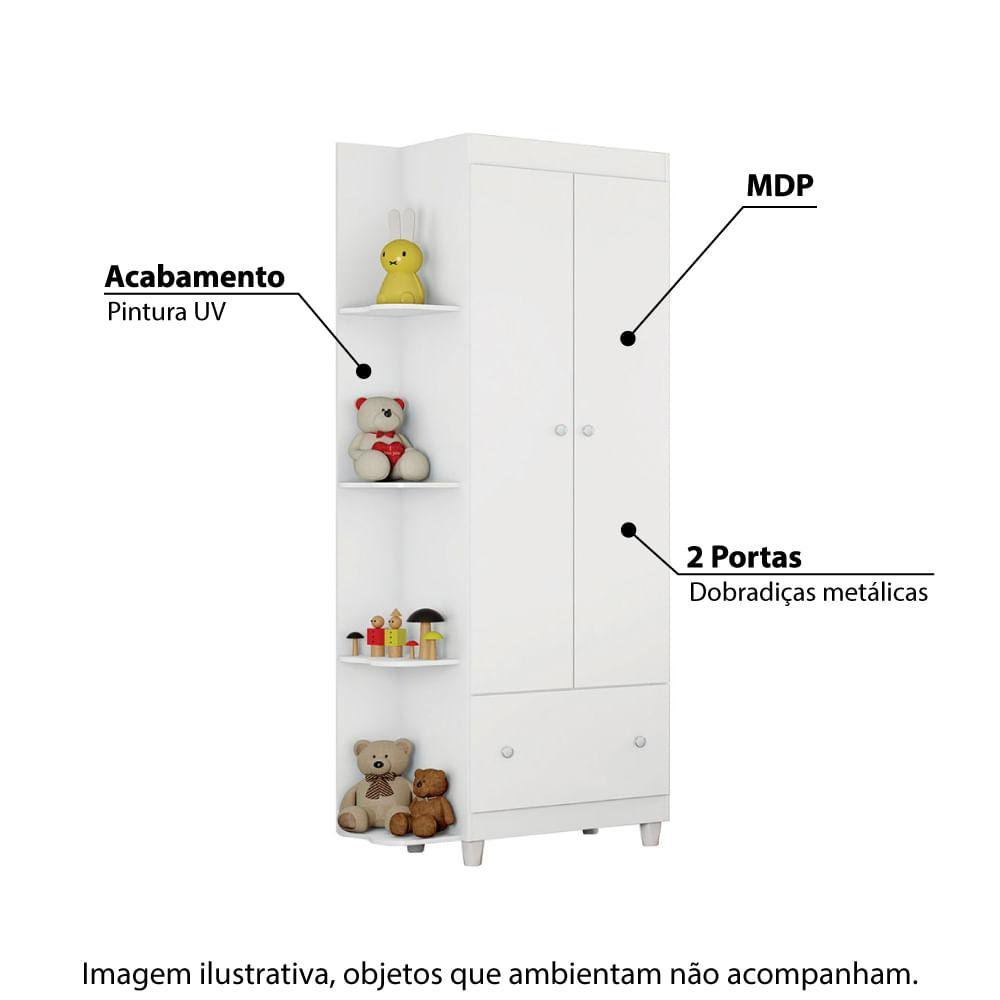 Guarda Roupa Infantil Gutti Flex com 2 Portas - Branco - 2