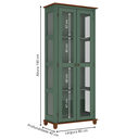 Ver imagem 4 de Cristaleira Rústica 2 Portas 3 Prateleiras Pés Torneados - Verde Kalle com Tampo Base Imbuia Glazer