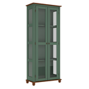 Ver imagem 2 de Cristaleira Rústica 2 Portas 3 Prateleiras Pés Torneados - Verde Kalle com Tampo Base Imbuia Glazer