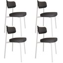 Ver imagem 1 de Kit 04 Cadeiras Estofada para Sala de Jantar Astrid Branco C01 Linho Preto - Lyam Decor