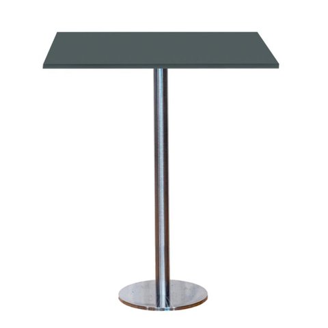 Mesa Pisa Beta Bistrô Fratini 107,50cm (a) Disco Redondo Inox Tampo Mdp Quadrado Grafito 80cm (l)