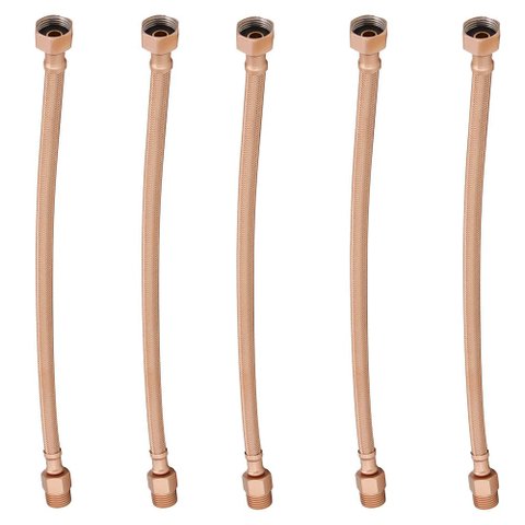 Kit 5 Engate Mangueira Flexível Rose Trançado Aço Inox 40cm