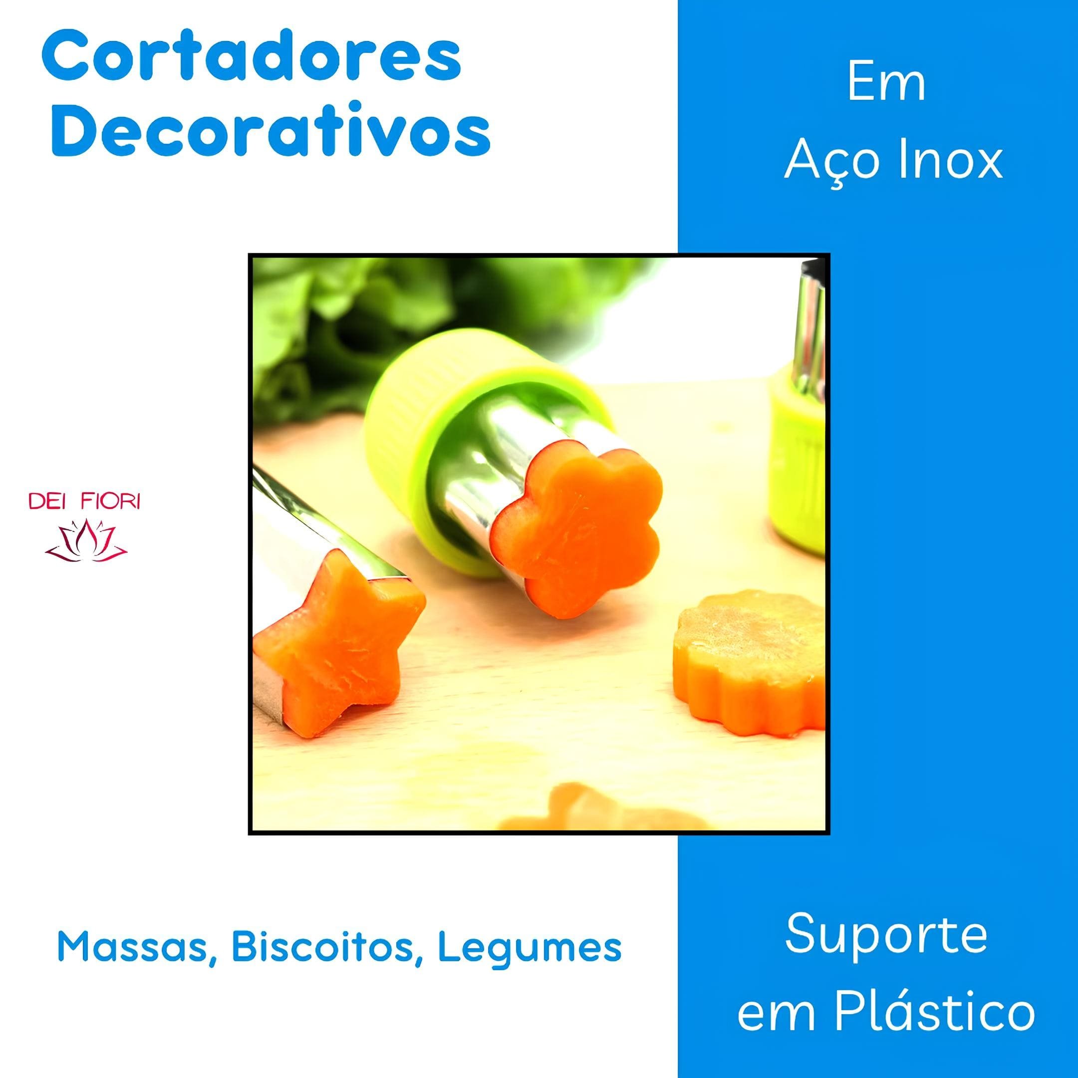 Kit 9 Peças Cortadore Decorativo Massas Biscoitos Aço Inox Conjunto Molde Confeitaria Frutas Legumes - 5