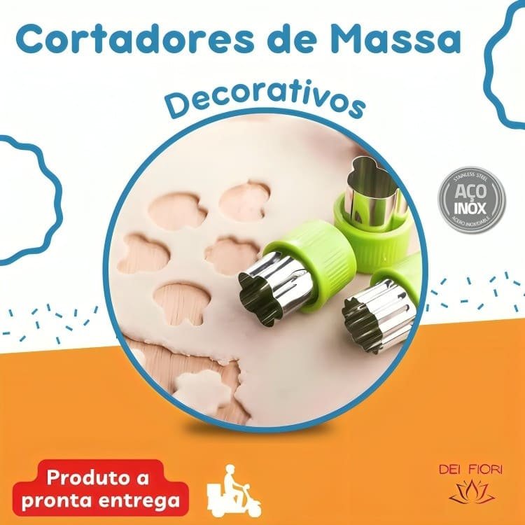 Kit 9 Peças Cortadore Decorativo Massas Biscoitos Aço Inox Conjunto Molde Confeitaria Frutas Legumes - 6