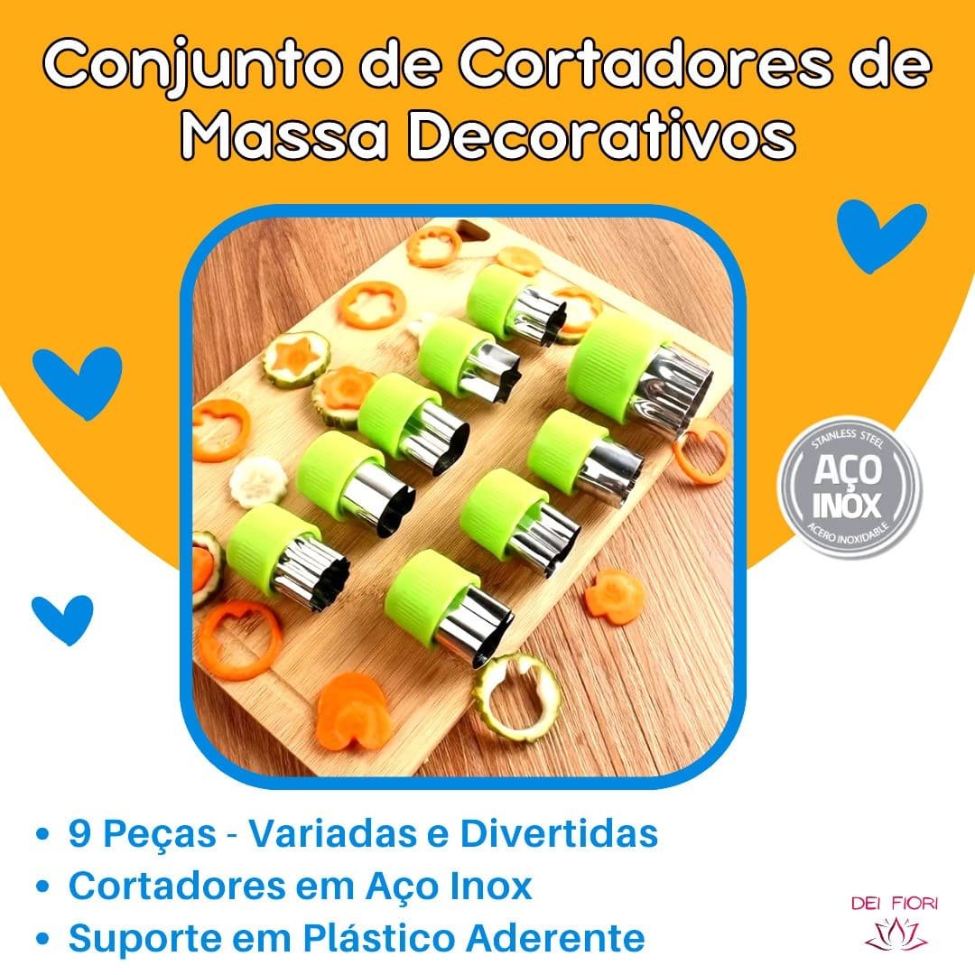 Kit 9 Peças Cortadore Decorativo Massas Biscoitos Aço Inox Conjunto Molde Confeitaria Frutas Legumes - 4