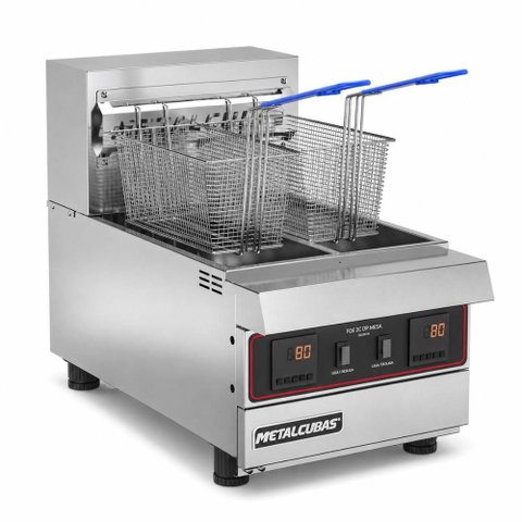 Fritador Zona Fria de Óleo Elétrico Mesa Premium Duplo Display Foe 2C m Dp Prm 220V Metalcubas