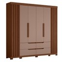 Ver imagem 4 de Guarda Roupa Doble Casal 06 Portas e Cômoda Doble 08 Gavetas Flex Nogueira Capuccino - Móveis