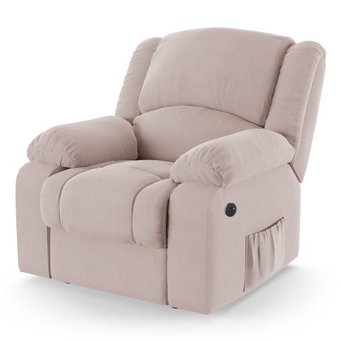 Poltrona do Papai Reclinável Elétrica com Entrada Usb Simon F05 Veludo Rosê - Lyam Decor