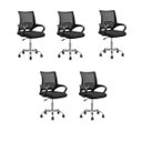 Ver imagem 1 de Conjunto 5 Cadeiras Confortavel para Trabalhar Escritório Diretor Secretaria Clinica - Preto