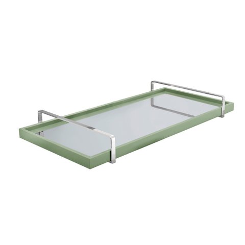 Bandeja Decorativa Espelhada Lf017 Verde/cromado