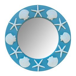 Espelho Azul Claro Conchas e Estrelas em Madeira Decoração Náutica Praia - 2