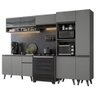 Armário De Cozinha Completa 300cm Cinza Nice Madesa 09 Cinza - 10