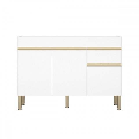 Balcão de Cozinha para Pia 120 Cm Silver 3 Portas 1 Gaveta Supremo - Pnr Móveis