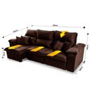 Ver imagem 3 de Sofá Retrátil/Reclinável Trento 2,30m Suede Velut Marrom c/ Molas no Assento - King House