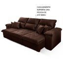 Ver mais imagens de Sofá Retrátil/Reclinável Trento 2,30m Suede Velut Marrom c/ Molas no Assento - King House