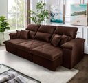 Ver imagem 1 de Sofá Retrátil/Reclinável Trento 2,30m Suede Velut Marrom c/ Molas no Assento - King House