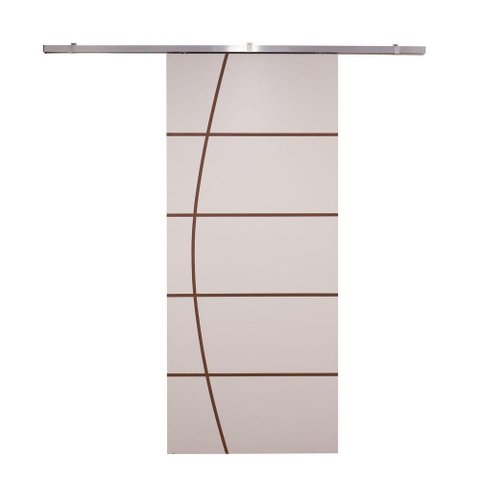 Porta de Correr Branco Prime Frisada Kit Alumínio F01 - 210x110
