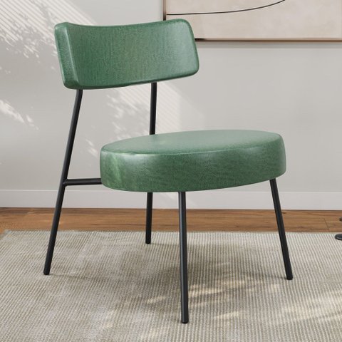 Poltrona Decorativa Sala de Estar Kobe Estofada com Encosto Couríssimo Verde - Desk Design