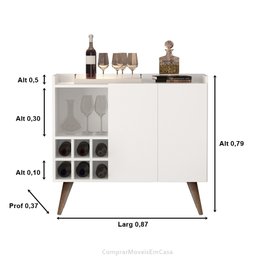 Aparador Buffet Adega Samara 2 Portas Moon Ii Cor Branco Comprar Moveis em Casa - 1