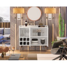 Aparador Buffet Adega Samara 2 Portas Moon Ii Cor Branco Comprar Moveis em Casa - 3