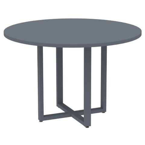 Mesa de Reunião Redonda P25 Pandin 110 Cm (largura) Tampo Mdp Grafito Pé Aço Tubular Grafito