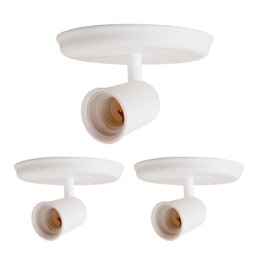 Kit 3 Luminárias Spot de Sobrepor 1 Lâmpada Direcionável E27 Articulado Cor:branco - 1