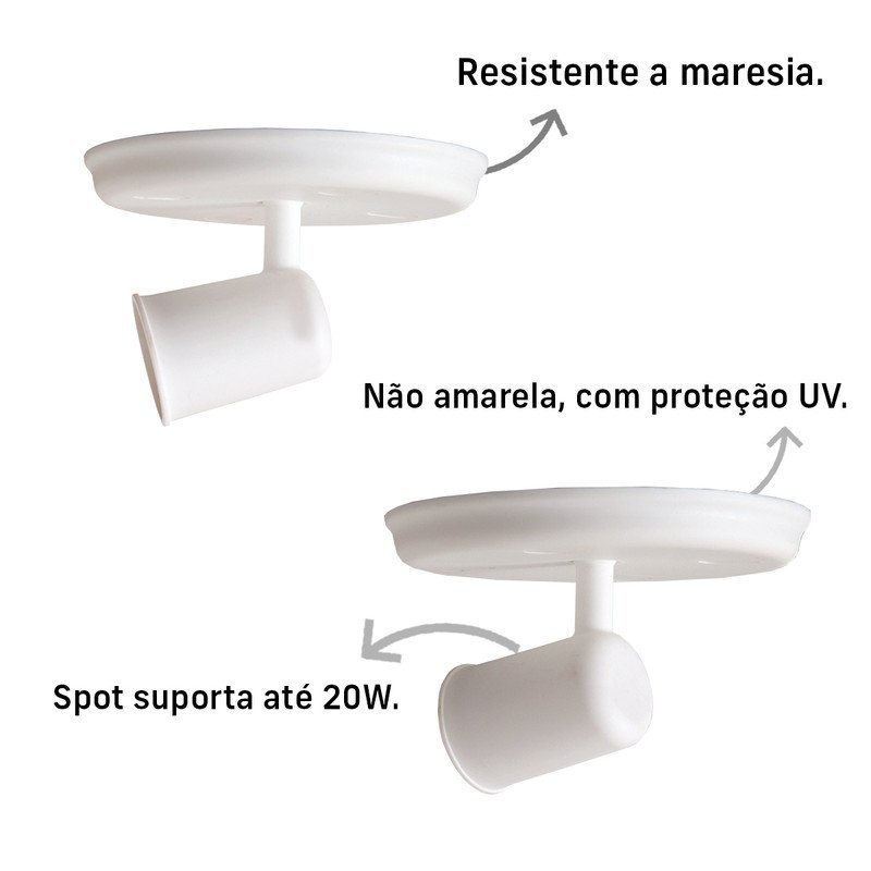 Kit 3 Luminárias Spot de Sobrepor 1 Lâmpada Direcionável E27 Articulado Cor:branco - 3