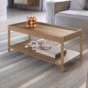 Ver imagem 1 de Mesa de Centro Retangular com Prateleira 93cm x 38cm Pé Madeira Oslo