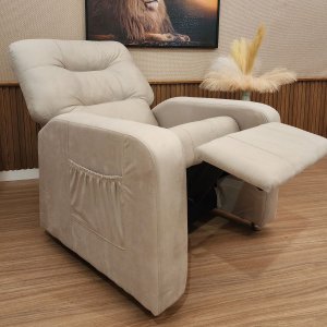 Poltrona de Descanso do Papai Reclinável em Suede Bege Thor - Larbelle