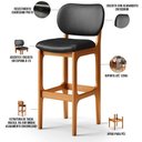 Ver imagem 4 de Kit 04 Banquetas Alta Para Cozinha Madeira Fixa Betta L02 Imbuia Couríssimo Preto - Lyam Decor