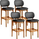 Ver imagem 1 de Kit 04 Banquetas Alta Para Cozinha Madeira Fixa Betta L02 Imbuia Couríssimo Preto - Lyam Decor
