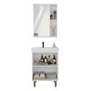 Ver imagem 4 de Armário Conjunto de Banheiro com Gabinete Cuba e Espelheira e LED 60 cm Eleganza Branco/Fumê