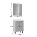 Ver imagem 3 de Armário Conjunto de Banheiro com Gabinete Cuba e Espelheira e LED 60 cm Eleganza Branco/Fumê