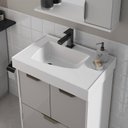 Ver imagem 5 de Armário Conjunto de Banheiro com Gabinete Cuba e Espelheira e LED 60 cm Eleganza Branco/Fumê