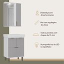 Ver imagem 6 de Armário Conjunto de Banheiro com Gabinete Cuba e Espelheira e LED 60 cm Eleganza Branco/Fumê