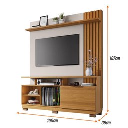 Estante Home Theater Artheo Cinamomo/Off White para TV até 55” - HB Móveis - 6